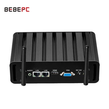 BEBEPC Industrijske Mini PC brez ventilatorja Intel Core i5 5200U i7 4500U 2*COM RS232 Mini Namizni Računalnik Celeron Windows 10 Wifi HD 2LAN