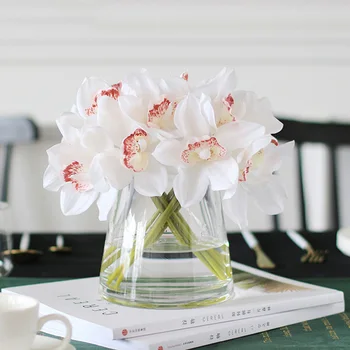 bela orhideja umetno cvetje pravi dotik cymbidium cvet, poročne strani poročni šopek cvetja dekoracijo za namizni aranžma