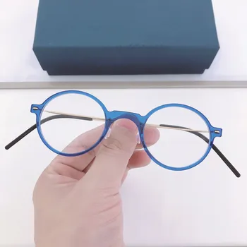 Blagovna Znamka Očal Okvir Moški Ženske Acetat Titana Super Lahka Originalne Kakovosti Korejski Očala Retro Okrogle Očala Očala