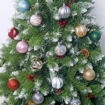 Božič Novo Leto Ornament Bor Drevo Ornament Žogo Bleščice & Potiskane 6 cm 12pcs
