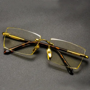 Branje Očala Človek Naravni Kristalni Kamen Objektiv Acetat Očala Okvir Ženska Luksuzne blagovne Znamke Rimless Stekla Presbyopia očala