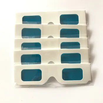 Brezplačna dostava (100 kozarcev/veliko) reciklirano bela knjiga 3D očala, Papir, Okvir, Modro/Modra objektiv 3d Dekoder Očala za promocijo