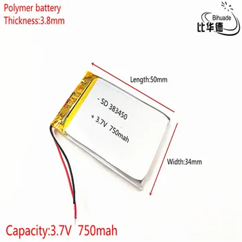 Brezplačna dostava 1pcs/veliko 383450 3,7 V: 750 mah Litij-polimer baterija Z Zaščito Odbor Za GPS