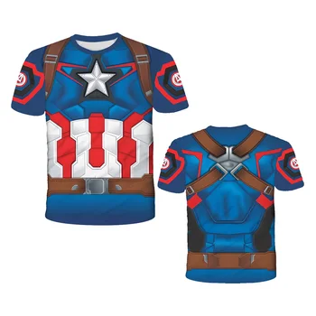 Captain America Kopalke majice za Otroke Oblačila Hulk Anime T-shirt Risanka 13 let Stara Dekleta 3d Tiskanih Moda za Fante Oblačila