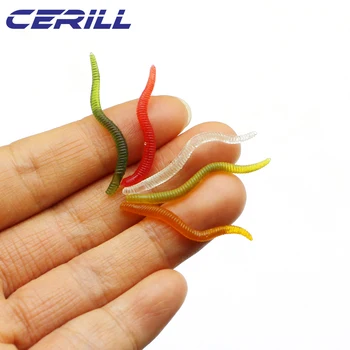 Cerill 50 KOS 35mm Earthworm Soft Ribolov Lure Grub Vabe Simulacije Črv Umetno Silikona, Morska Postrv, Krap Veren Ribica Vonj