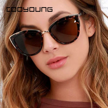 COOYOUNG Cateye sončna Očala Ženske Luksuzne blagovne Znamke Oblikovalec Letnik Gradient Očala Retro Cat eye sončna očala Ženska Očala UV400