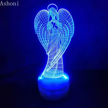 Creative 3D namizne Svetilke Barvita Krila Dekle Obliko Nočna lučka Led Angel Doma Dekor Vzdušje Dekor Marije Device Usb luç
