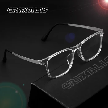 CRIXALIS Kvadratnih Modra Svetloba Očala Moških Ultralahkih TR90 Titana Recept Eyeglass Okvir Moški Letnik Računalnik Očala UV400