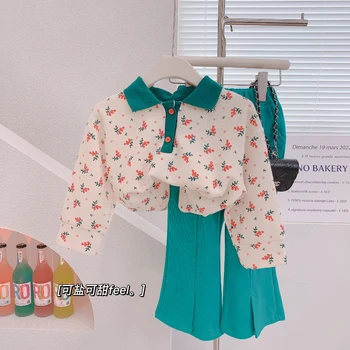 Dekle Pade Oblačila Določa 2022 Pomlad Jesen Dolg Rokav Cvetlični Rokavi Top & Hlače 2pcs Baby Dekle Oblačila Sklop Otroci Dekliška Oblačila