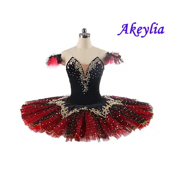 Dekleta Ne Kritika Kitri Spremembo Balet Konkurence Kostum Strokovno Palačinka Tutu Rdeče Črni španski Obleko Odraslih 11 plasti