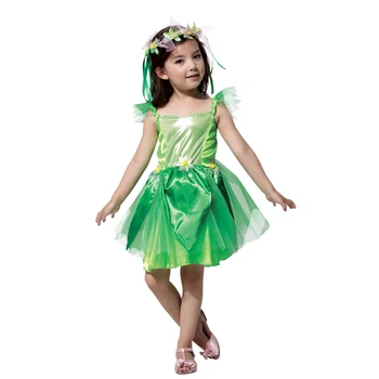 Dekleta Princesa Kostume Zelene Gozdove, Pravljice, Elf Kostum Halloween Purim Karneval Maškarada Stranka Obleko