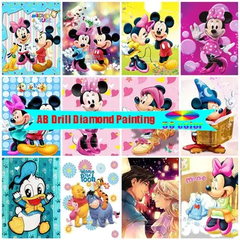 Disney 5D DIY AB Diamond Slikarstvo Risani Lik Mickey Minnie Navzkrižno Vboda Nastavite Vdelan Diamant blagovne Znamke Dekorativno Slikarstvo