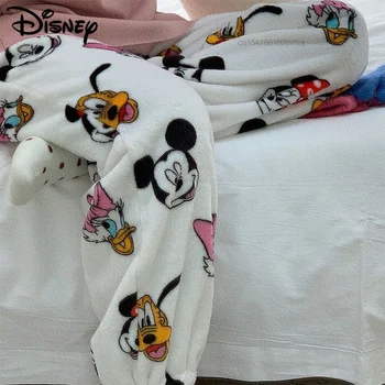 Disney Mickey Mouse Nov Slog Flanela Pižamo Hlače Bele Žene Mehki Pliš Hlače Y2k Oblačila Kawaii Ženski Priložnostne Domov Hlače