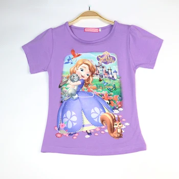 Disney Poletje Moda Dekliške majice za Otroke Kratka sleeved Baby Otroci Bombaž Vrhovi Dekleta Anime Obleko Sofija 3-8 Let