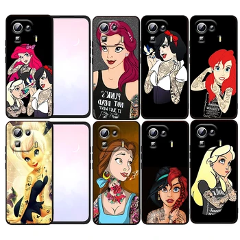 Disney Princesa Tattoo Telefon Primeru Za Xiaomi Mi 12X 12 11 11T 11i 10T 10 Pro Lite Ultra 5G 9T 9SE A3 Črno Fundas Pokrov