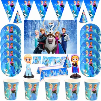 Disney Zamrznjene Ana in Elsa Princesa Načrta za Enkratno uporabo Posode za Papir Pokal Ploščo Baby Tuš Rojstni Okraski Dobave