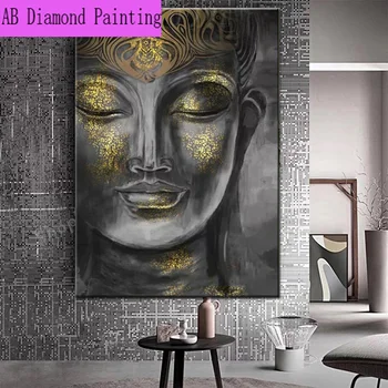 Diy 5D Zlati Kip Bude, Polno AB Diamond Slikarstvo Navzkrižno Šiv Komplet Art Vezenje Mozaik Visoke Kakovosti Verske Kvadratni Krog