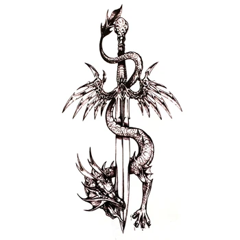 Dragon Sword Nepremočljiva Začasne Tetovaže, Harajuku Tattoo, Kitara Tattoo nalepke Body Art Henna Tatoo rokavi duvar nalepka