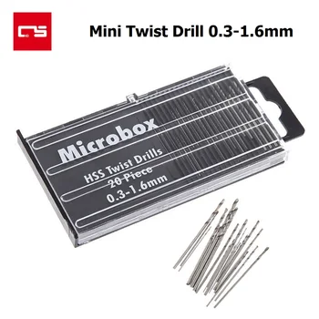Drill Bit Nastavite 0.3-1.6 mm HSS Micro Twist Malo Električni Vaja brez ključa Chuck Bit za Gledanje Reparing Nakit Obrti Lesnoobdelovalnih Orodja