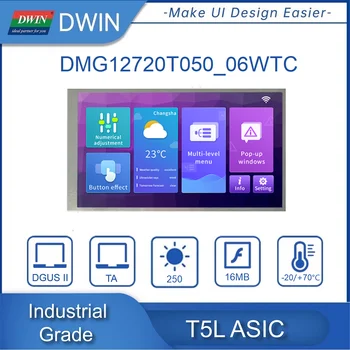DWIN 5.0 Palčni, 1280×720 Arduino HMI Smart Zaslon IPS zaslon na Dotik TFT LCD Zaslon Industrijske Razred UART Modul DMG12720T050_06W
