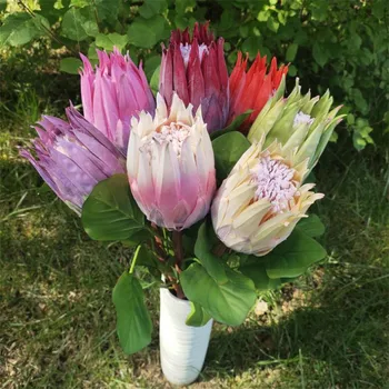 En Ponaredek Cesar Cvet Simulacije Protea Cynaroides Svile Tleh Lotus Flower za Poroko Doma Stranka Cvetlični Okras