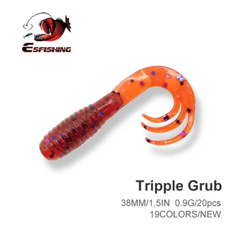 ESFISHING Tripple Grub Rep 20pcs 3.8 cm 0,9 g Peche Silikonski Mehka Vaba Za Vse Ribe, Ribolov Umetno Ribolov Vaba Brezplačna Dostava