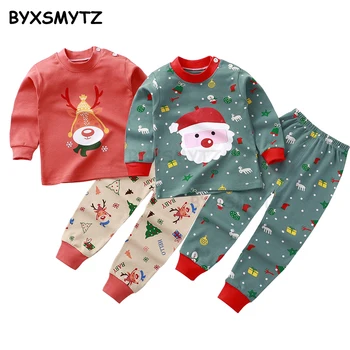 Fant Pajama Nastavite 2022 Božič Elk Santa Claus Vzorec Sleepwear Bo Ustrezala Otroci Bombaž Pijama Jeseni, Pozimi Baby Fantje Girl Obleke
