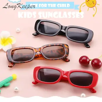Fantje Dekleta Priljubljena Ozko Pravokotnik sončna Očala Za Otroke Retro Jelly Barvo Očal Odtenki UV400 Kvadratnih Leopard Rožnata Očala za Sonce