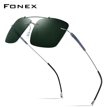FONEX Titanove Zlitine TR90 Rimless sončna Očala Moških 2020 Novo Ultralahkih Brezvijačno Kvadratnih Ženske Polarizirana sončna Očala za Moške 20009