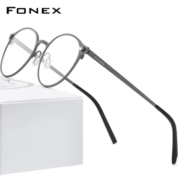 FONEX Čistega Titana Očala Okvir Ženske Retro Krog Recept Očala 2020 Novih Moških Optični Brezvijačno Očala 8530