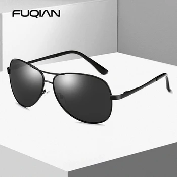 FUQIAN Klasičnih Pilotni Polarizirana sončna Očala Moški Ženske Modni Kovinska sončna Očala Ogledalo Modre Odtenke Vožnje Očala UV400