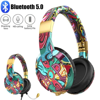 Gaming Slušalke Bluetooth 5.0 Bas Slušalke Glavo Brezžične Slušalke z šumov MIKROFONA Za PC/Telefon Podpira TF Kartice Igra