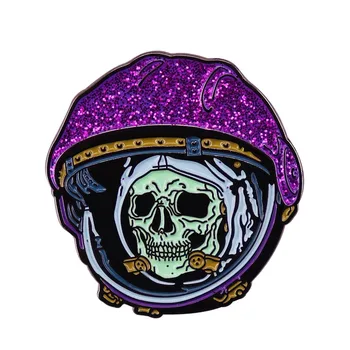 Goth Neon Sovjetski Jurij Gagarin Lobanje Astronavt Čelada Broška Značko Sijoče Psihedelični Prostor Fant Pin Znanstvena Fantastika Nakit