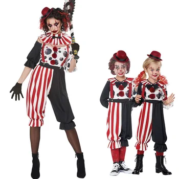 Halloween Žensk, Otrok Jester Klovn, Cosplay Kostum Fant Dekle Purim Krvavo Pošasti Zlo Grozljive Grda Cirkus Fancy Oblačenja