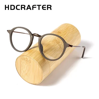 HDCRAFTER Letnik Lesa Krog Eyeglass Okvirji Polno Platišča Ročno Izdelana Očala Očala Moški Ženske Optični Kratkovidnost Recept Okvir