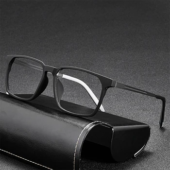 HDCRAFTER Plastičnih Titana Optični Oči Očal Okvir Moških Ultralahkimi, 9 g Kvadratni Recept Očala TR90 Okvir Jasno Objektiv