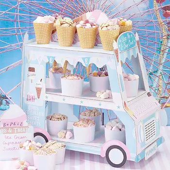 Ice Cream Van Stojijo Avtomobili Zaslon Stojalo Za Torte Sladkarije, Sladkarije Za Otroke Rojstni Dan Dekoracijo Cupcake Imetnik Poroko Dekor 2020