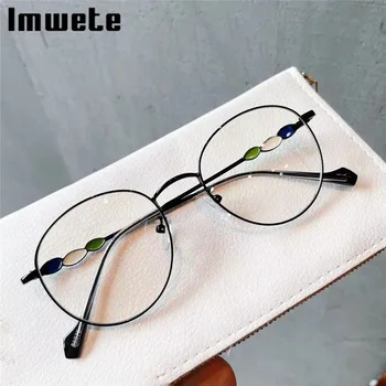 Imwete Kovinski Anti Modra Svetloba Očal Okvir za Ženske Vinatge Okrogle Očala Moških Prevelikih Očal Barvi Okvirja