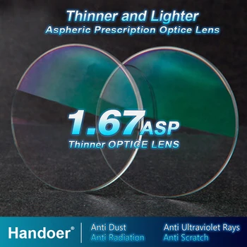 Indeks 1.67 Anti-Radiation Protection Optični Enotno Vizijo Objektiv Asferični Anti-UV Recept Leče,2Pcs Leč