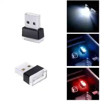 ISincer 1/2Pc Avtomobila Mini USB LED Vzdušje Luči Avtomobila, Dekorativne Svetilke Zasilne Razsvetljave, PC Prenosni Plug and Play Rdeča/Modra/Bela