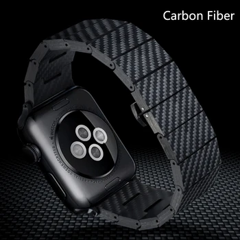 Iz nerjavečega Jekla, trak za Apple Watch band 44 mm 40 mm 49 mm 45 mm 41mm 42 38 Ogljikovih vlaken pas, Zapestnica iWatch 3 4 5 6 7 8 MP Ultra