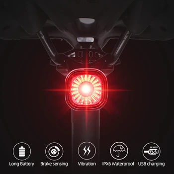 Izposoja Zadnje Luči Smart Auto Zavora za Zaznavanje Rep Svetlobe LED Polnjenje Nepremočljiva Kolesarska Luč Kolo Dodatki, Kolesarska Svetilka