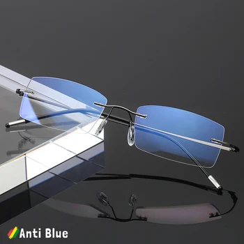 JackJad 2021 Klasičnih Ultralahkih Titana Rimless Slog Proti Blue Ray Očal Okvir Moški Letnik Preberite Računalnik Očala Očala