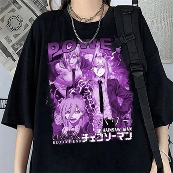 Japonski Anime Žago Človek Makima Denji moška T-shitrs Oblačila Prevelik Majica za Ženske, Moške, Harajuku Mens T Srajce Plus Velikost