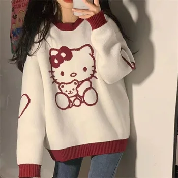 Japonski Hello Kitty Pulover, Anime Znakov, Jeseni, Pozimi Hoodie Kawaii Mehko Svoboden Posadke Vratu Uniforme Dekleta Kolegij Slog Darilo