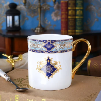 Keramični Vrč Kava Pokal Kosti Kitajske Drinkware Porcelana Tea Cup Baročno Letnik Darilo za Rojstni dan Kave 500 ML Darilo za Rojstni dan