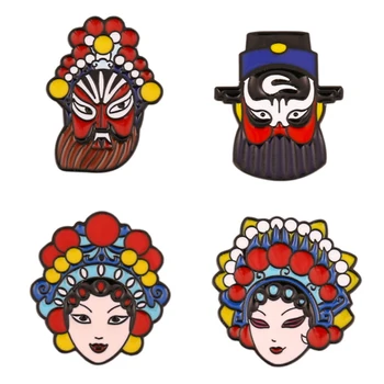 Kitajski Kulturi Zatiči Tradicionalnih Peking Opera Vzorec Make-up Masko Broška Retro Moda Drama Huadan Kovinski Značko Pin