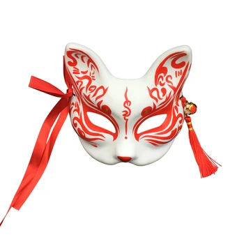 Kitsune Masko Dekleta in Fantje, Rdeča, Roza, Modra Mačka, Lisica Cosplay Kabuki Maske Maškarada Stranka Dekoracijo Sten Kimono Dodatki