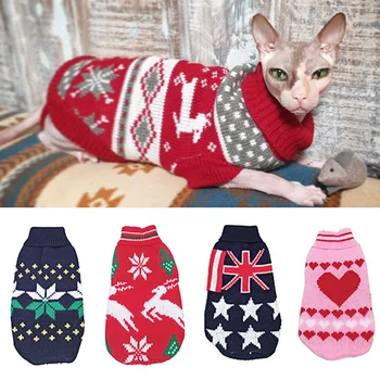 Klasičen Zimski Mačka Pulover za Mačke Gotas Sphynx Božič Pet Oblačila Katten Kedi Kuža Puloverju Mascotas Oblačila jersey perro