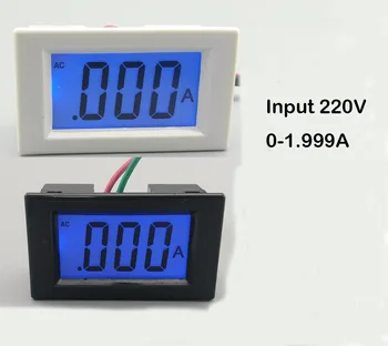 LCD-zaslon bela in črna amper meter Ampermeter območju AC 0-1.999 Ploščo, Zaslon modro osvetlitvijo 220V Inpute